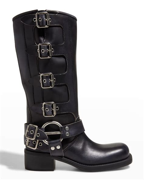 miu miu leather boots|miu moto boots.